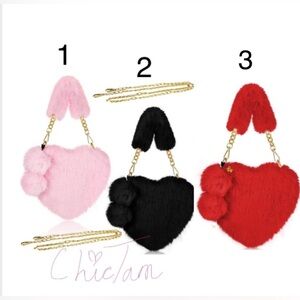 Heart Shaped Faux Fur Soft & Fluffy Shoulder Bag